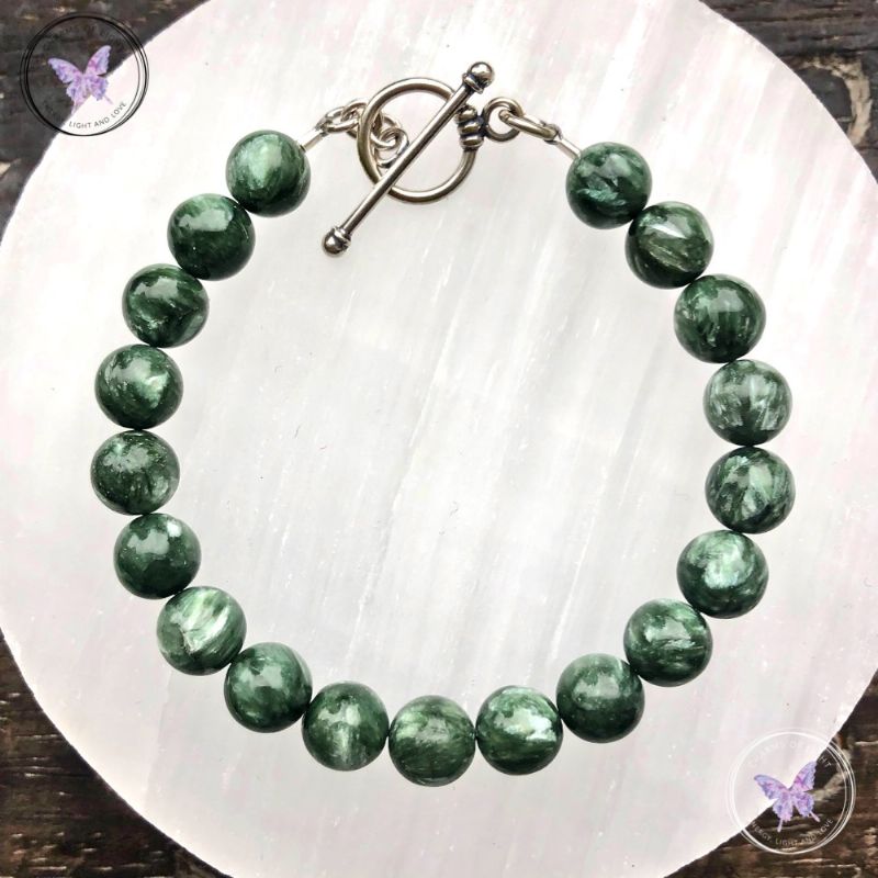 Seraphinite Healing Bracelet With Silver Toggle Clasp